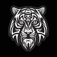 tigre visage autocollant noir et blanc pour impression vecteur