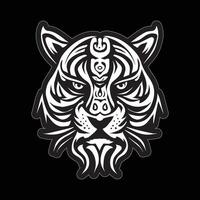 tigre visage autocollant noir et blanc pour impression vecteur