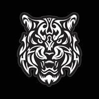 tigre visage autocollant noir et blanc pour impression vecteur