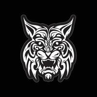 tigre visage autocollant noir et blanc pour impression vecteur