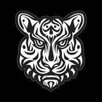 tigre visage autocollant noir et blanc pour impression vecteur