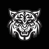 tigre visage autocollant noir et blanc pour impression vecteur