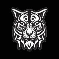 tigre visage autocollant noir et blanc pour impression vecteur