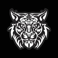 tigre visage autocollant noir et blanc pour impression vecteur