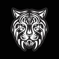 tigre visage autocollant noir et blanc pour impression vecteur