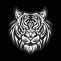 tigre visage autocollant noir et blanc pour impression vecteur