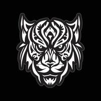 tigre visage autocollant noir et blanc pour impression vecteur