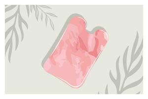 vecteur réaliste gua sha jade grattage massage outil. Naturel rose Rose quartz pierre grattoir. anti-âge faciale levage pour femme. chinois traditionnel faciale levage. beauté et visage se soucier produit.