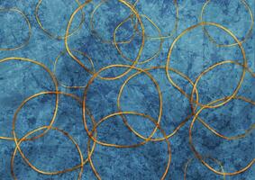 bronze incurvé cercles sur bleu grunge texturale Contexte vecteur