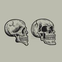 ensemble de crânes vintage rétro. illustration vectorielle avec fond gris vecteur