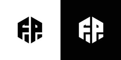 lettre F p polygone, hexagonal minimal et professionnel logo conception sur noir et blanc Contexte vecteur