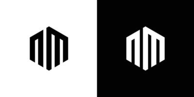 lettre n m polygone, hexagonal minimal et professionnel logo conception sur noir et blanc Contexte vecteur