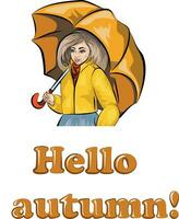 vecteur image de une bien construit blond fille dans une sur de soi pose en dessous de un parapluie représenté dans le style de pop art
