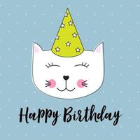 Joyeux anniversaire fond wuth petit chat mignon vector illustration