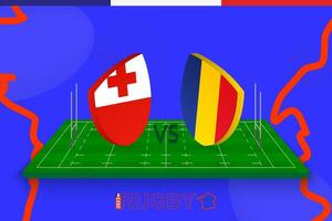 le rugby équipe Tonga contre Roumanie sur le rugby champ. le rugby stade sur abstrait Contexte pour international championnat. vecteur