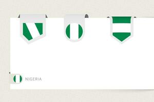 étiquette drapeau collection de Nigeria dans différent forme. ruban drapeau modèle de Nigeria vecteur