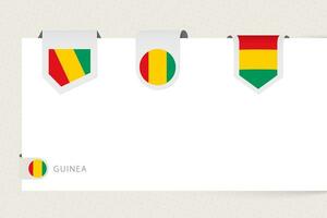 étiquette drapeau collection de Guinée dans différent forme. ruban drapeau modèle de Guinée vecteur