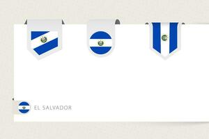 étiquette drapeau collection de el Salvador dans différent forme. ruban drapeau modèle de el Salvador vecteur