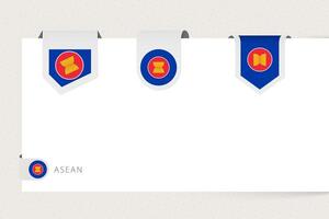 étiquette drapeau collection de asean dans différent forme. ruban drapeau modèle de asean vecteur