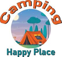 conception de t-shirt le camping est mon endroit heureux vecteur