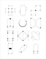 moderne minimaliste esthétique ligne éléments branché linéaire Cadre avec pétillant étoile cambre Cadre. distinct esthétique ovale éléments et incurvé ligne cadres avec scintille. vecteur