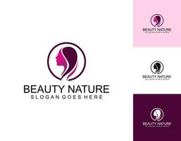 vecteur abstrait logo et l'image de marque conception modèles dans branché linéaire minimal style, emblème pour beauté studio et produits de beauté - femelle portrait, magnifique femme visage - badge pour faire en haut artiste, mode