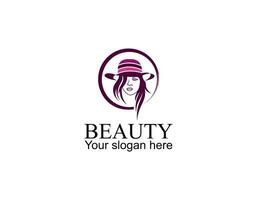 Sillhouette stylisée de style de cheveux de femme, modèle de logo de salon de beauté vecteur