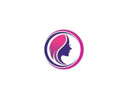 beauté femme mode logo. doux violet abstrait vecteur modèle linéaire style sur une blanc Contexte