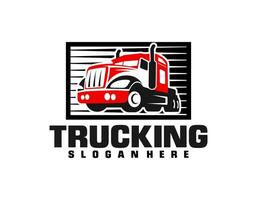 logo avec camion sur fond blanc, style monochrome vecteur