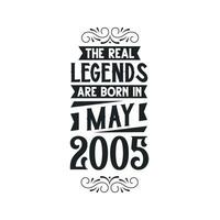 née dans mai 2005 rétro ancien anniversaire, réel Légende sont née dans mai 2005 vecteur
