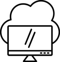 icône de ligne de cloud computing vecteur