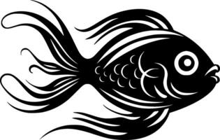 poisson - noir et blanc isolé icône - vecteur illustration