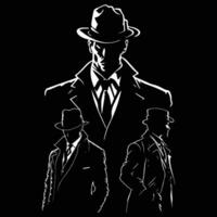 mafia silhouette vecteur, détective silhouette vecteur isolé sur blanc Contexte