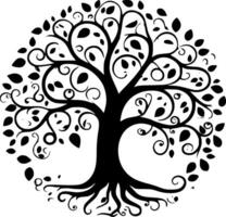 arbre, noir et blanc vecteur illustration