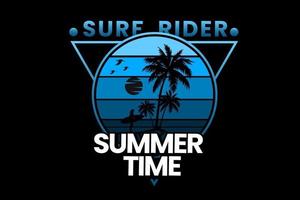 conception de silhouette d'heure d'été de cavalier de surf