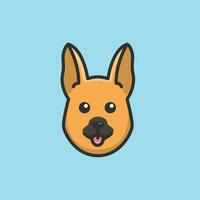 mignonne avatar allemand berger tête Facile dessin animé vecteur illustration chien races la nature concept icône isolé