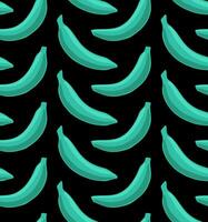 noir vecteur sans couture Contexte avec brillant menthe turquoise bananes dans pop art style