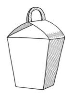 noir vecteur isolé sur une blanc Contexte griffonnage illustration de une fermé papier carton boîte pour vite nourriture et chinois nourriture