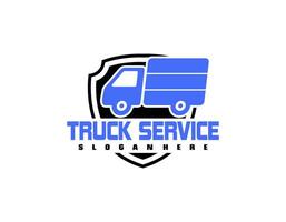 logo de l'entreprise de camionnage. concept de logo emblème insigne audacieux. vecteur de modèle de logo prêt à l'emploi isolé