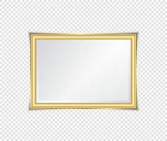 cadre brillant doré avec des ombres isolées sur fond transparent. bordure réaliste de style vintage de luxe en or, photo, bannière. illustration - vecteur