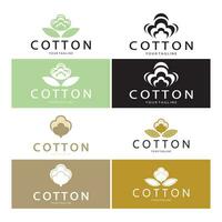 doux Naturel biologique coton fleur plante logo pour coton plantations, Industries, affaires, textile, vêtements et beauté, vecteur