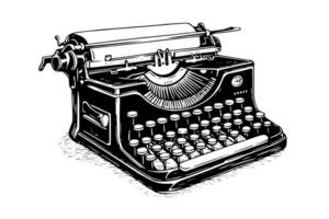vecteur main tiré illustration de rétro machine à écrire dans ancien gravé style