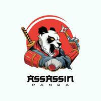 assassin Panda personnage logo illustration. vecteur