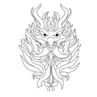 dragon tête dans griffonnage style. main tiré dragon affronter, chinois traditionnel fantaisie animal. dragons masque. symbole 2024 dragon contour. vecteur illustration.