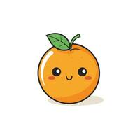 vecteur illustration de mignonne kawaii fruit vecteur icône, dessin animé personnage Orange isolé sur blanc Contexte.