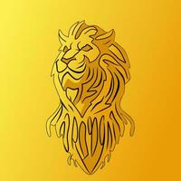 Lion animal ligne vecteur logo sur Jaune Contexte