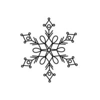 flocon de neige noël simple doodle linéaire illustration vectorielle dessinée à la main, vacances d'hiver éléments du nouvel an pour les cartes de voeux de saisons, invitations, bannière, affiche, autocollants vecteur