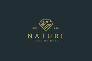 la nature vent et ferme sur diamant forme logo concept. vecteur