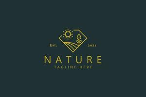 la nature vent et ferme sur diamant forme logo concept. vecteur