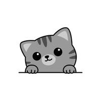 chat gris mignon pattes sur mur dessin animé, illustration vectorielle vecteur